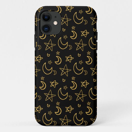 Moons and Stars Gold Pattern Case-Mate iPhone Case (Achterkant)