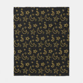 Moons and Stars Gold Pattern Fleece Deken (Voorkant)