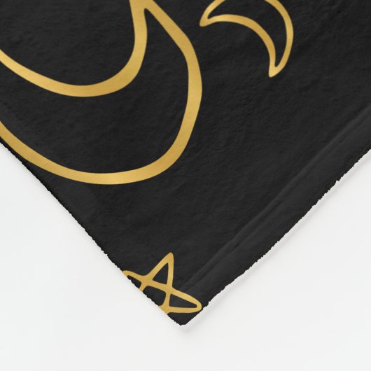 Moons and Stars Gold Pattern Fleece Deken (Hoek)