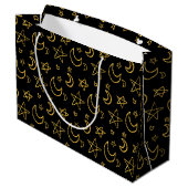 Moons and Stars Gold Pattern Groot Cadeauzakje (Achterkant Gekanteld)