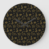 Moons and Stars Gold Pattern Grote Klok (Voorkant)
