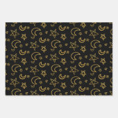 Moons and Stars Gold Pattern Inpakpapier Vel (Voorkant)