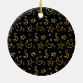 Moons and Stars Gold Pattern Keramisch Ornament (Achterkant)