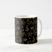 Moons and Stars Gold Pattern Koffiemok (Voorkant rechts)