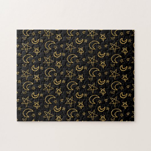 Moons and Stars Gold Pattern Legpuzzel (Horizontaal)