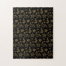Moons and Stars Gold Pattern Legpuzzel