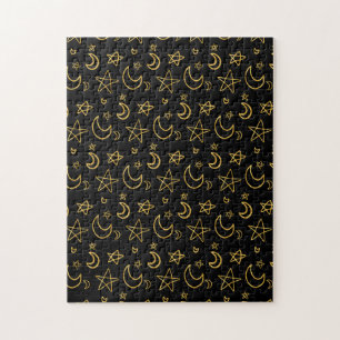 Moons and Stars Gold Pattern Legpuzzel