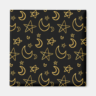 Moons and Stars Gold Pattern Magneet