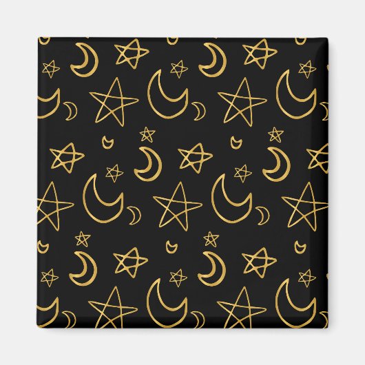 Moons and Stars Gold Pattern Magneet (Voorkant)