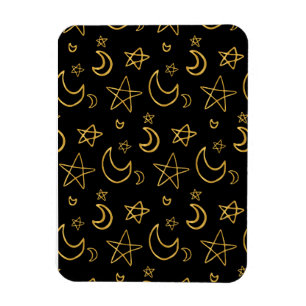 Moons and Stars Gold Pattern Magneet