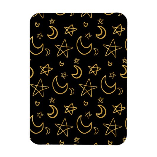 Moons and Stars Gold Pattern Magneet (Verticaal)