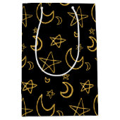 Moons and Stars Gold Pattern Medium Cadeauzakje (Voorkant)