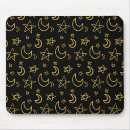Moons and Stars Gold Pattern Muismat