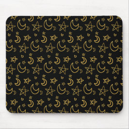 Moons and Stars Gold Pattern Muismat