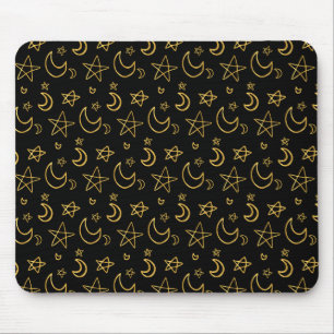 Moons and Stars Gold Pattern Muismat