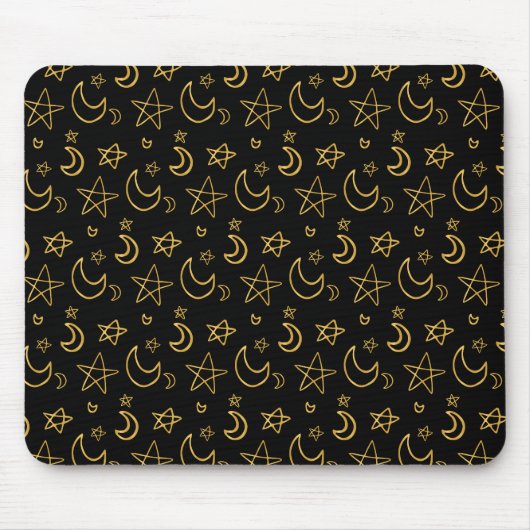 Moons and Stars Gold Pattern Muismat (Voorkant)