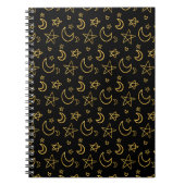 Moons and Stars Gold Pattern Notitieboek (Voorkant)
