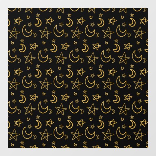 Moons and Stars Gold Pattern Raamsticker (Vel)