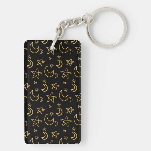 Moons and Stars Gold Pattern Sleutelhanger (achterkant)
