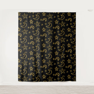 Moons and Stars Gold Pattern Wandkleed