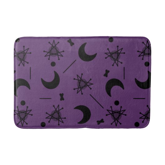 Moons en sterren Atomic Era Abstract Eggplant Paar Badmat (Voorkant)