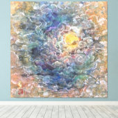 Moon's Journey Through Ethereal Clouds Canvas Afdruk (Insitu (Houten vloer))