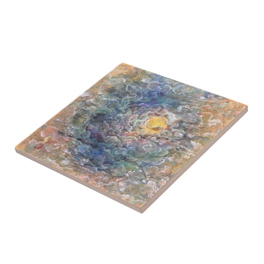 Moon's Journey Through Ethereal Clouds Tegeltje (Zijkant)