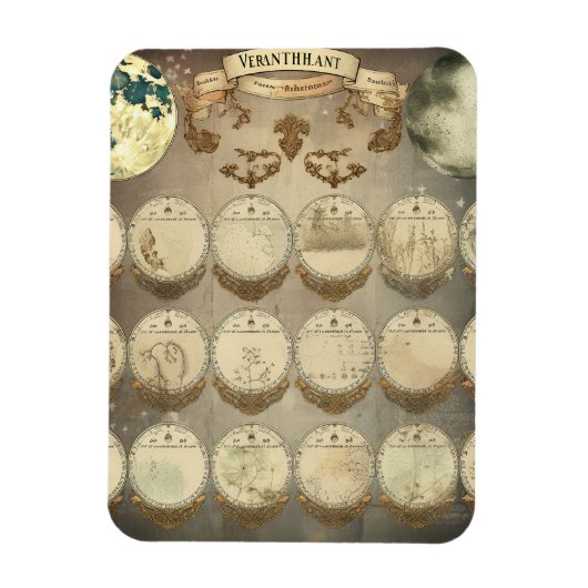 Moon's Mystique - Antiek Phases of the Moon Calen Magneet (Verticaal)