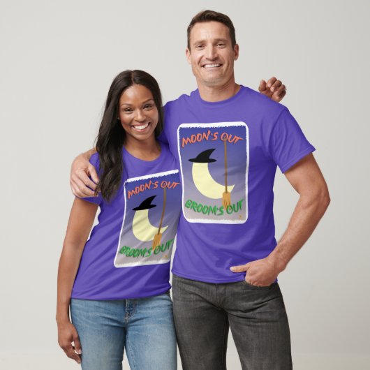 Moons Out Brooms Out Halloween Slogan Fun T-shirt (Unisex)