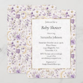 Moons Stars & Purple Flowers Baby Shower Kaart (Voorkant / Achterkant)