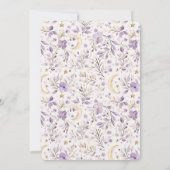 Moons Stars & Purple Flowers Baby Shower Kaart (Achterkant)