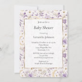 Moons Stars & Purple Flowers Baby Shower Kaart (Voorkant)