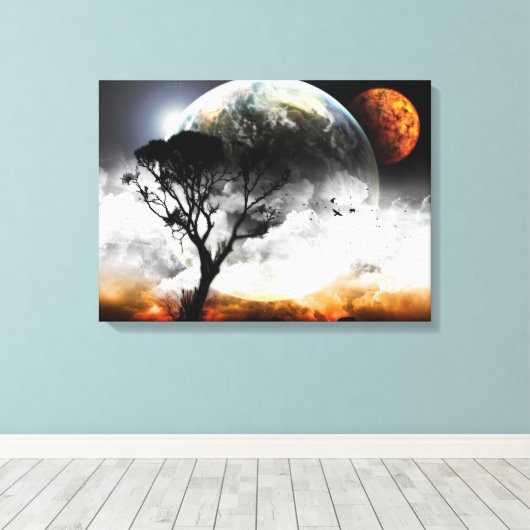 Moons Surreal Fantasy Canvas Afdruk (Insitu (Houten vloer))