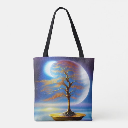 Moonscape bonsai tote bag (Achterkant)