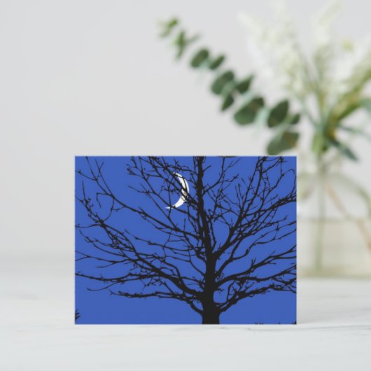Moonscape in Cobalt Blue en Black Briefkaart (Staand voorkant)