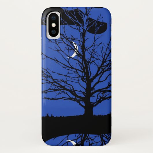 Moonscape in Cobalt Blue en Black Case-Mate iPhone Case (Achterkant)