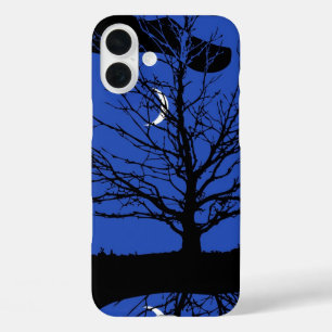 Moonscape in Cobalt Blue en Black iPhone 16 Plus Hoesje