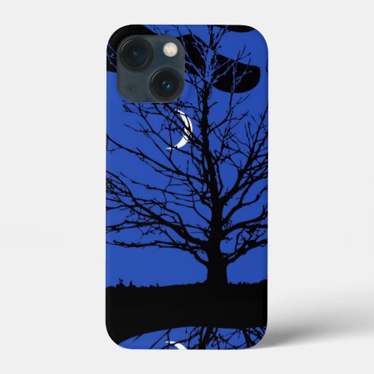 Moonscape in Cobalt Blue en Black Case-Mate iPhone Case (Achterkant)