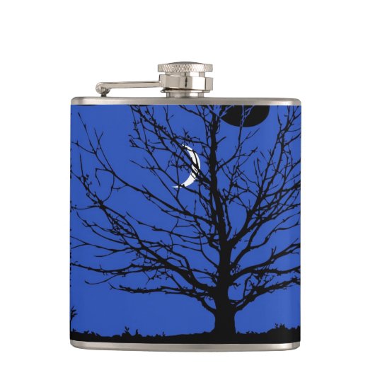 Moonscape in Cobalt Blue en Black Heupfles (Voorkant)