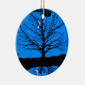Moonscape in Cobalt Blue en Black Keramisch Ornament (Rechts)