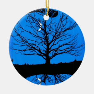Moonscape in Cobalt Blue en Black Keramisch Ornament
