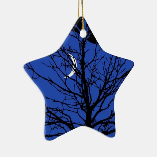 Moonscape in Cobalt Blue en Black Keramisch Ornament (Rechts)