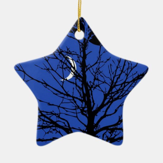 Moonscape in Cobalt Blue en Black Keramisch Ornament (Voorkant)