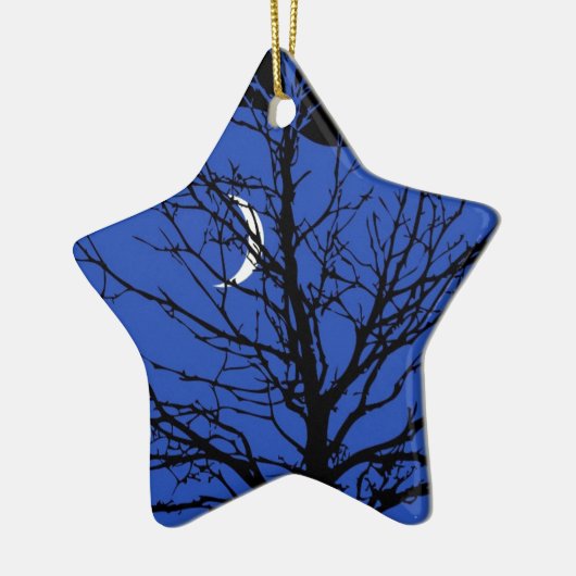 Moonscape in Cobalt Blue en Black Keramisch Ornament (Links)