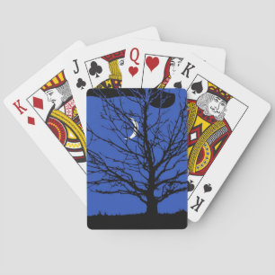 Moonscape in Cobalt Blue en Black Pokerkaarten