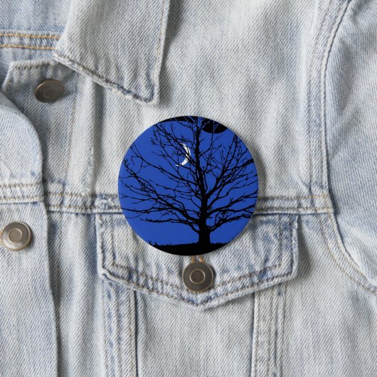 Moonscape in Cobalt Blue en Black Ronde Button 7,6 Cm (In situ)