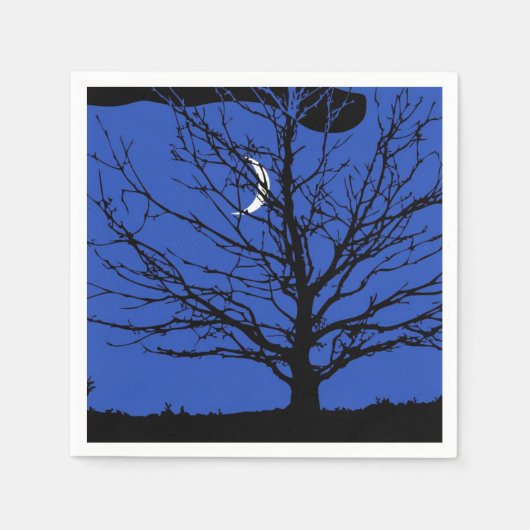 Moonscape in Cobalt Blue en Black Servetten (Voorkant)