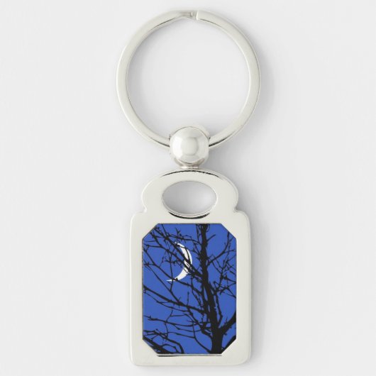 Moonscape in Cobalt Blue en Black Sleutelhanger (Voorkant)