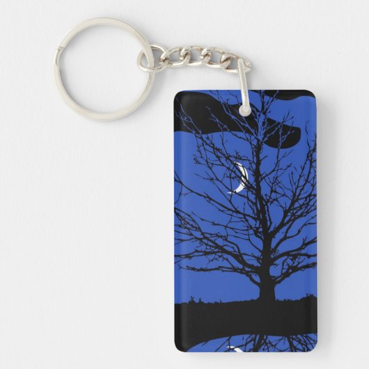 Moonscape in Cobalt Blue en Black Sleutelhanger (Voorkant)