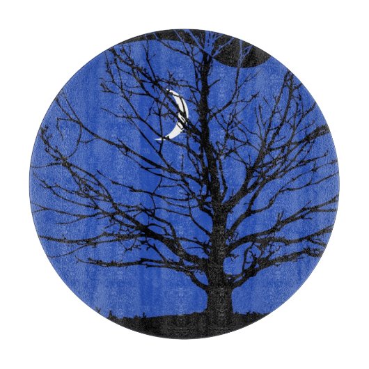 Moonscape in Cobalt Blue en Black Snijplank (Voorkant)